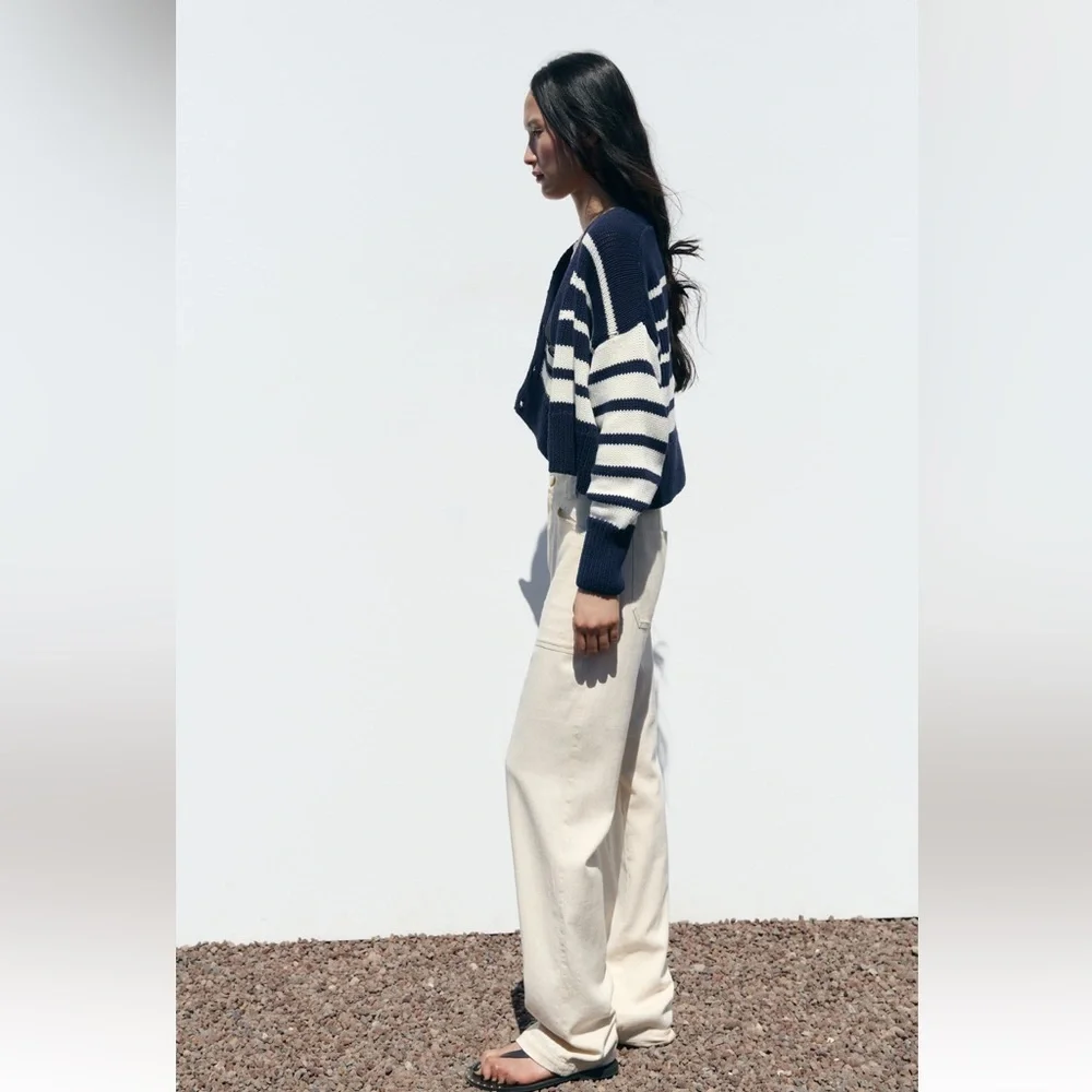 Zara STRIPED KNIT CARDIGAN. Striped. Size S. New with Tags. - Picture 4 of 9